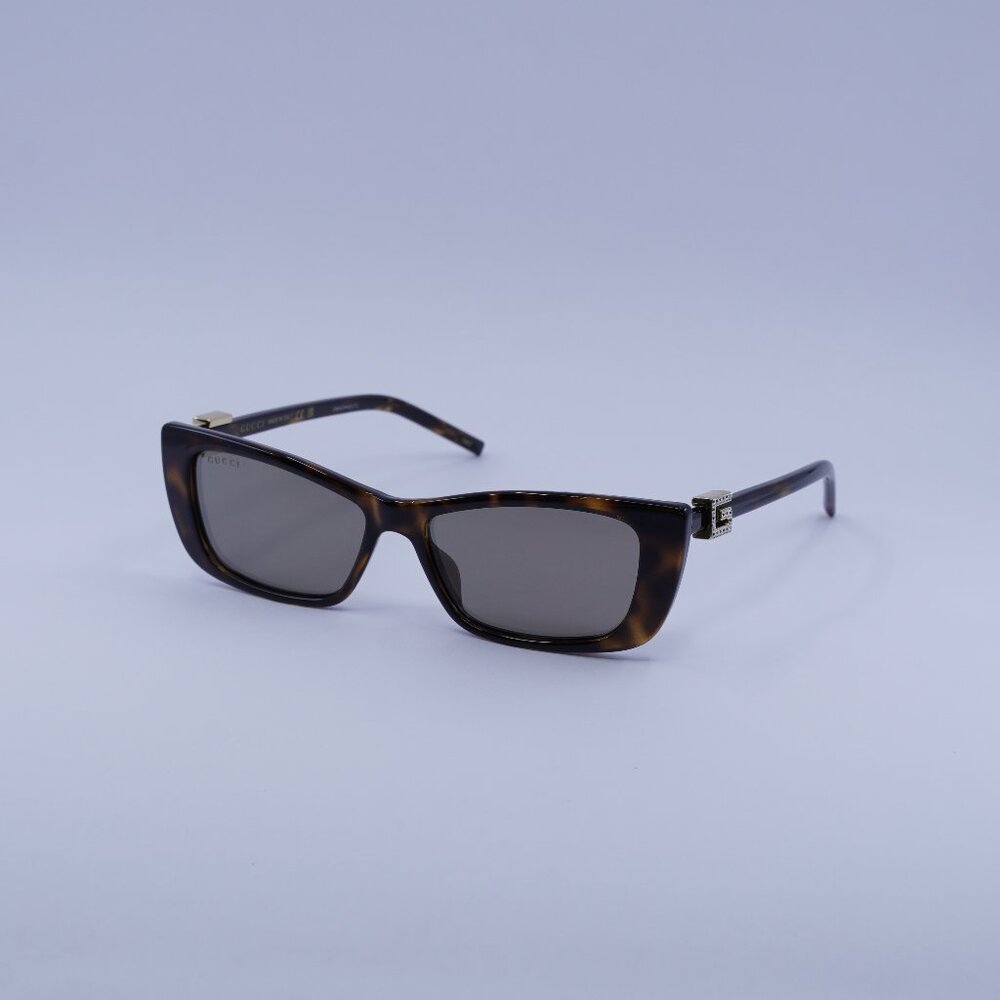 Gucci GG1681S 003 Sunglasses Havana Cat Eye Frame, Grey Mirror Lenses